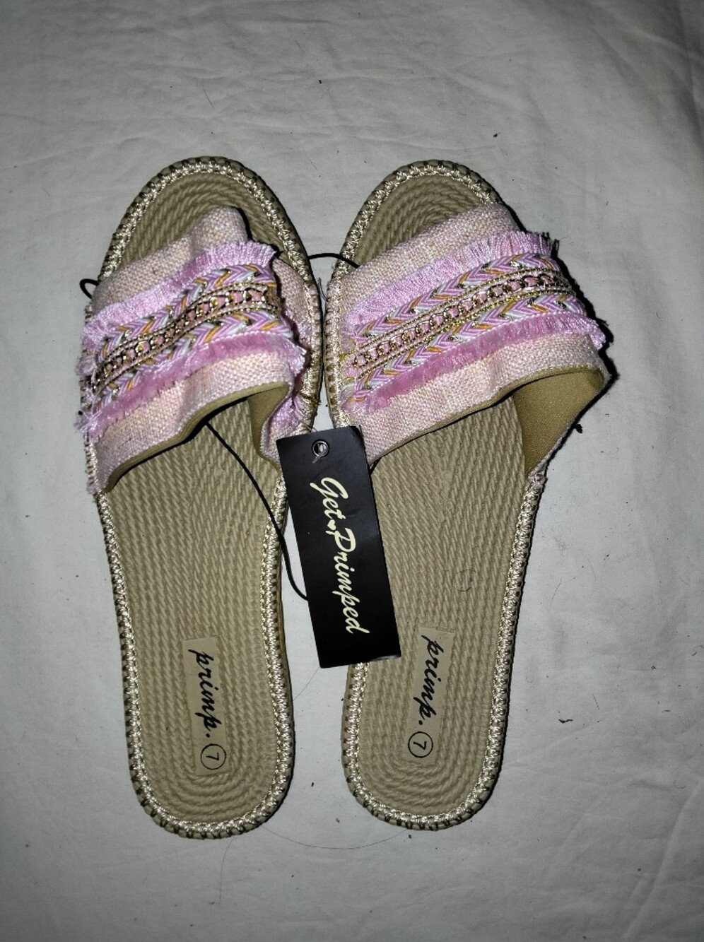Primp Pink Braided Slide Mules with Metallic Chain Detail
